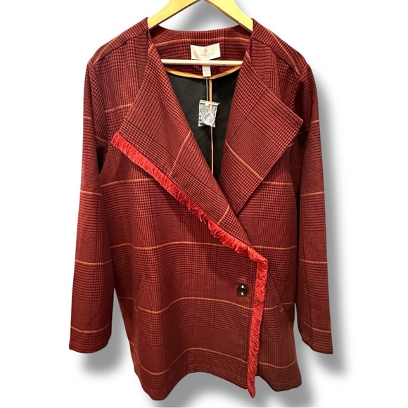 Zara Red Blazer Wrap-Front Wool-Blend - Picture 3 of 16